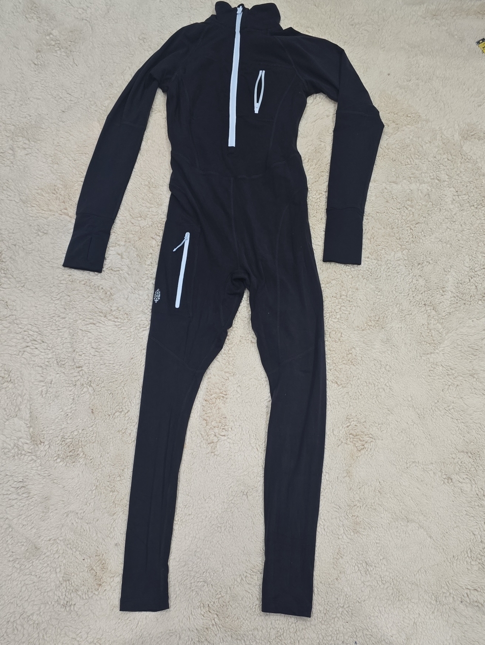 FP Movement by Free People Kids Black One-Piece Base Layer with White Zips